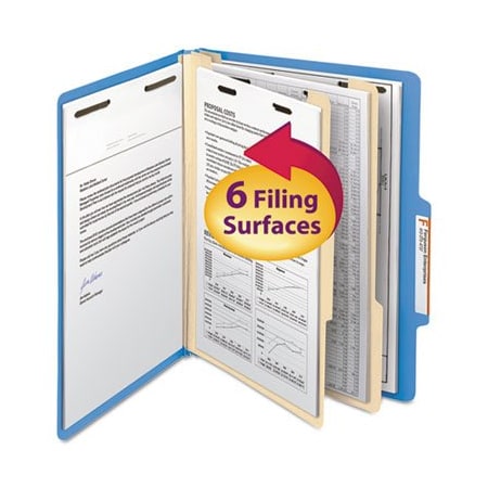 Smead Smead, COLORED TOP TAB CLASSIFICATION FOLDERS, 2 DIVIDERS, LETTER SIZE, BLUE, 10PK 14001